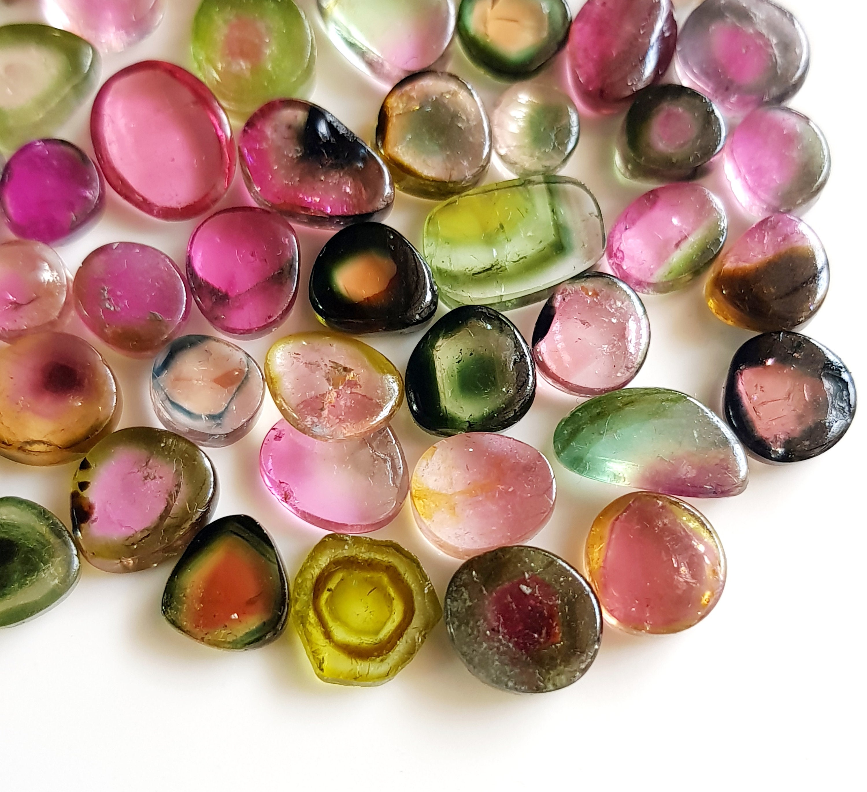 Watermelon Tourmaline Bio Slices Gemstone Loose Tourmaline Slices