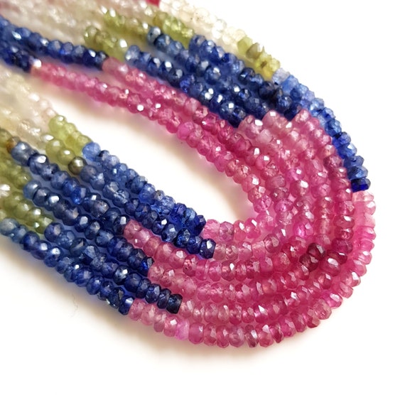Wholesale Natural Multi Sapphire Gemstone Faceted Beads Sapphire