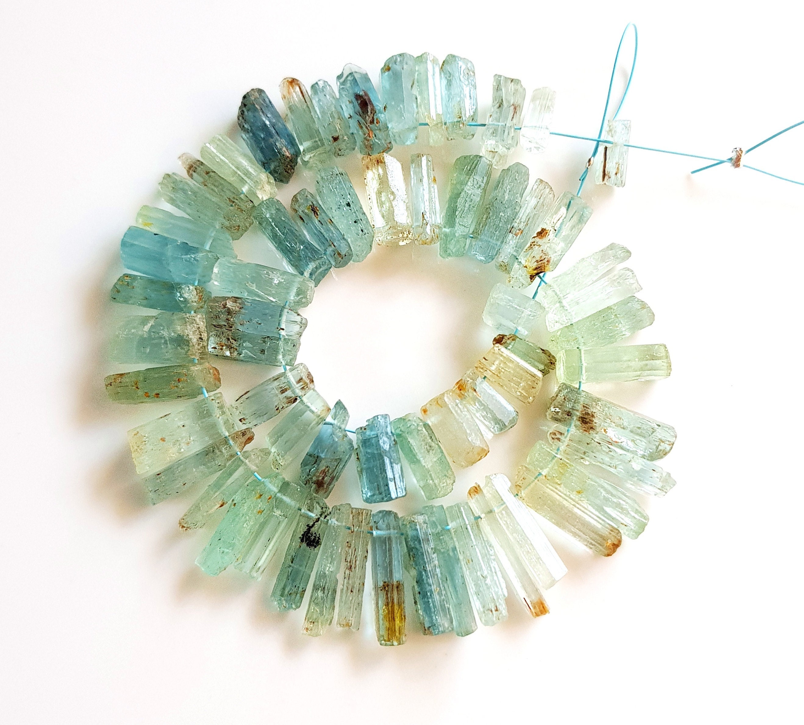 59ピース ストランド 非常に希少なアクアマリン 宝石ネックレス 宝石