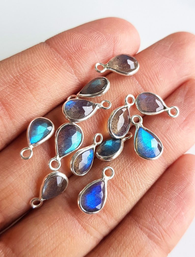 Labradorite Connector, Gemstone Charms, Gemstone Connector, Labradorite