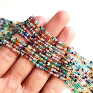 Multi Stone faceted roundels Beads for jewelry making Size - 2 - 3 MM 12 Inch Strand Multi color Stones Beads (Pack of 3 Strand) [FSKU-26] image 8