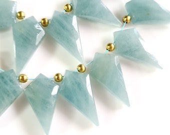 Natural Milky Aquamarine Gemstone Faceted Fancy Briolette's | Faceted  Gemstone | 10 Pieces Size - 10x19 MM Approx. | Aquamarine Necklace