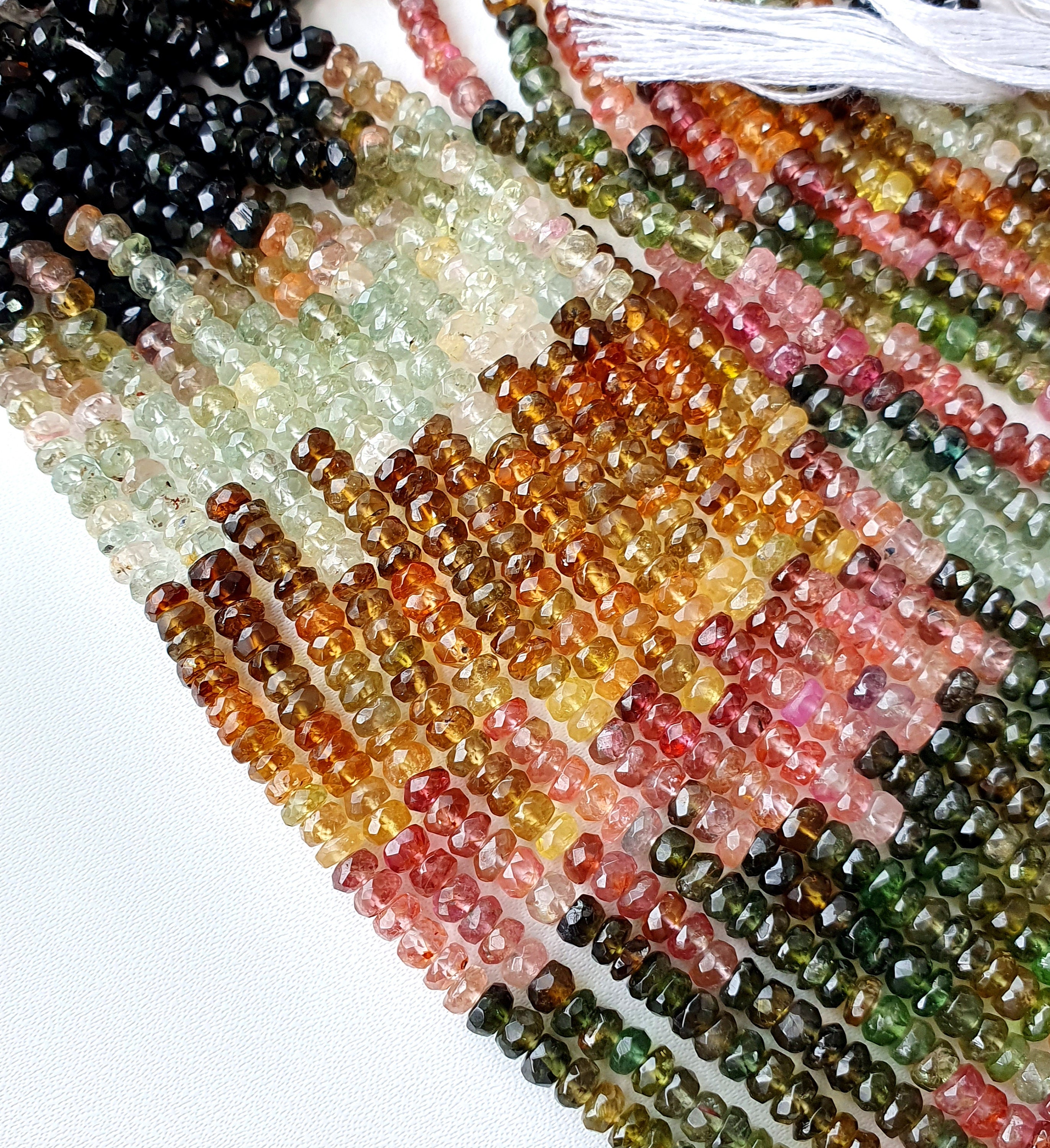 2 Brins De Perles Tourmaline Pastèque En Forme De Poire à Facettes - 10 Pièces, Fait Main, Inde