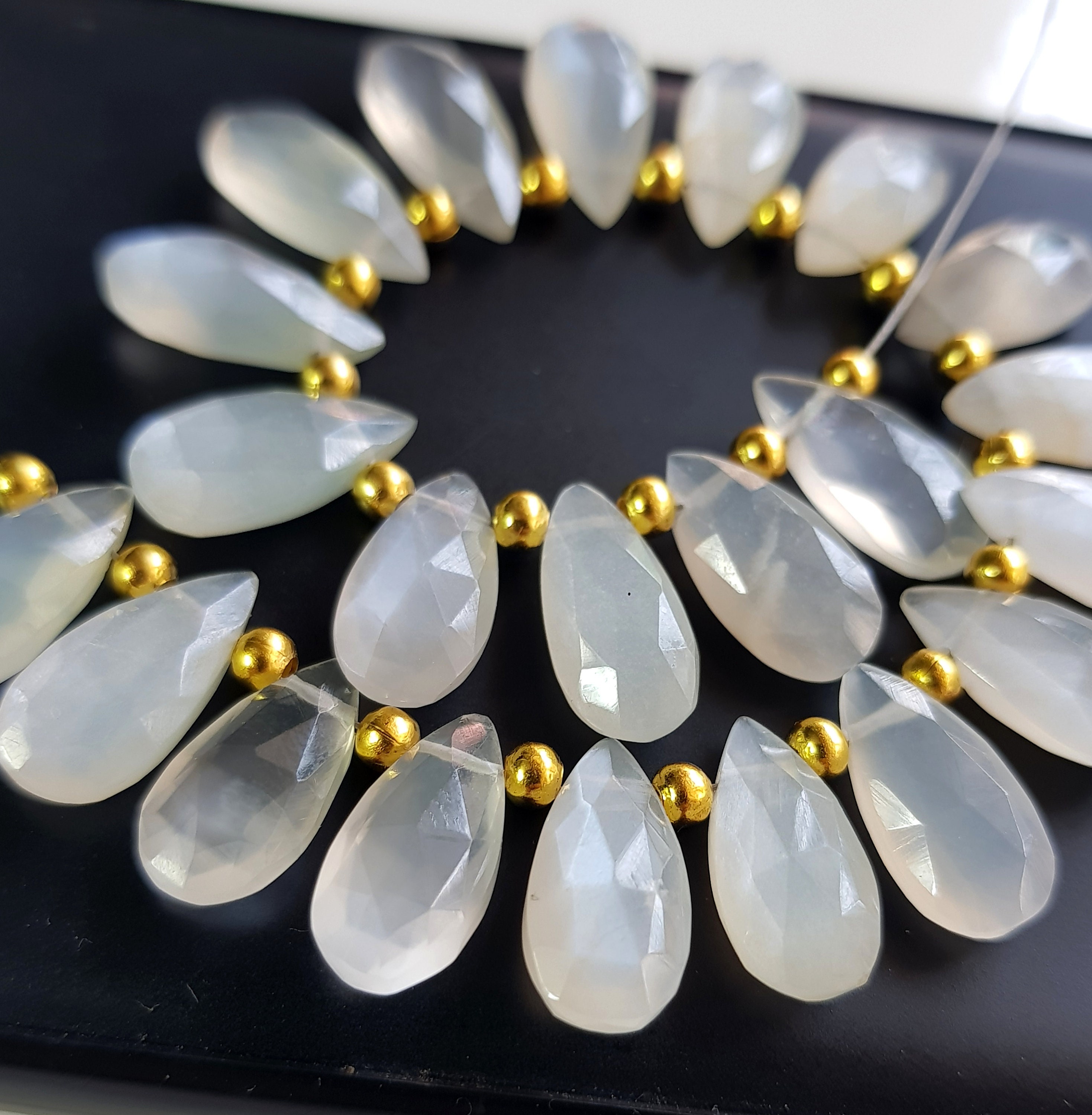 Wholesale Price White Moonstone Gemstone Faceted Pear Etsy UK