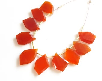 Carnelian Gemstone Faceted Fancy Both Side Flat Back Briolette | Loose Gemstone | 10 Piece  Size - 9x12 -- 10x18 MM Approx. [GSKU-10]