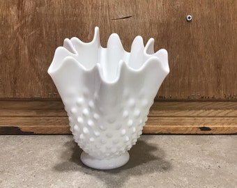 Fenton Hobnail Milk Glass Vase