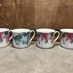 Royal Doulton, Everyday, Cottage Lane, Country Walk, Tazas florales, Hecho en Inglaterra, Juego de 4