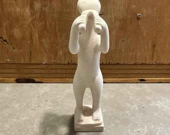 Vintage Museum Replica Cycladic Flute Player, Authentic Greek Art 3000-1600 B.C. Collection, Minimalist Keros Musician Statue, Modernist