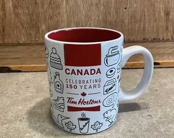訳あり　Tim hortons　マグカップ ティムホートンズ コーヒーマグ カナダ 150周年記念 赤＆白 限定ギフト