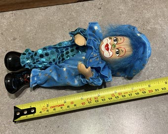 ヴィンテージ ピエロ人形 青い髪、青いスパンコール - Etsy 日本