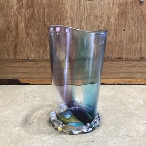 Murano Style, glass vase, signed, Art glass, Blown Glass Vase