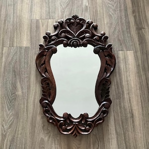 Carved Wood Wall Mirror, Wooden Wall Mirror Vintage or Antique