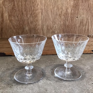 2 Edinburgh Crystal Olive & Cross ED19 Pattern Sherbet Glasses Signed