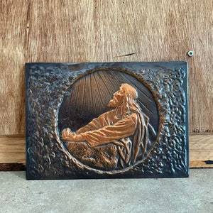 Vintage JESUS Religious Catholic Plaque -Spiritual Antique Icon-Jesus Christ Wall Hanging