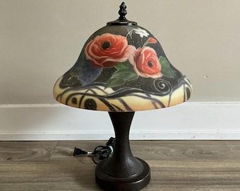 ヴィンテージミルクガラスランプシェードホワイトフローラル - Etsy 日本