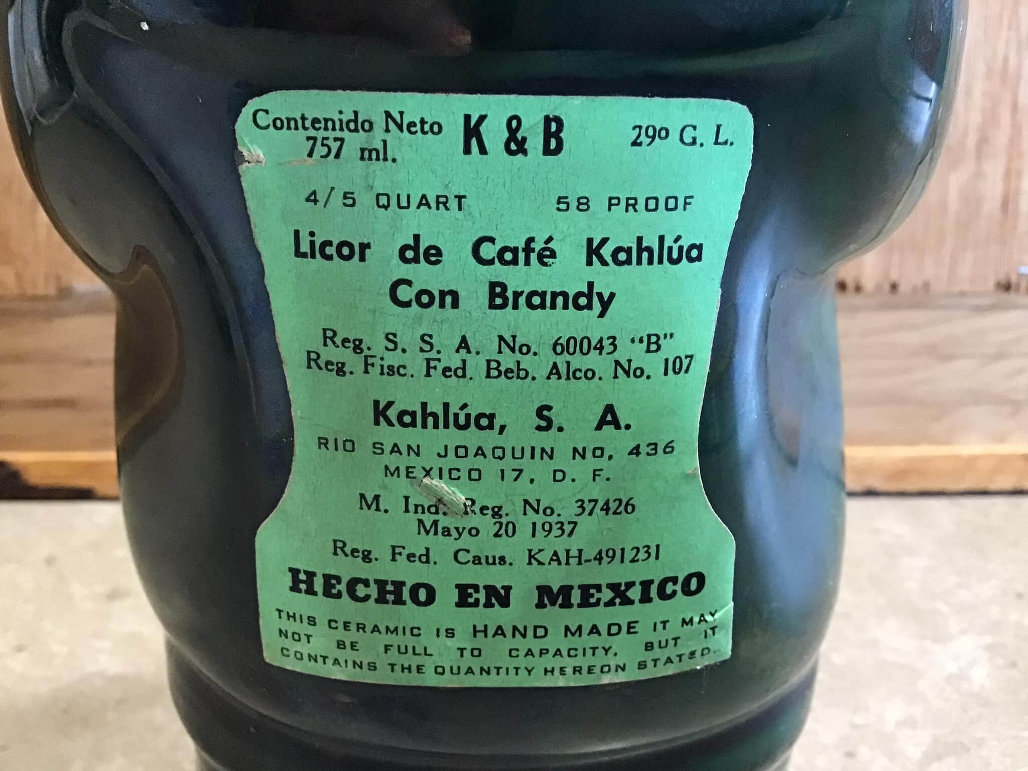 メキシコのマヤのティキ酒瓶 カルーアメキシコ グリーン 11インチ 