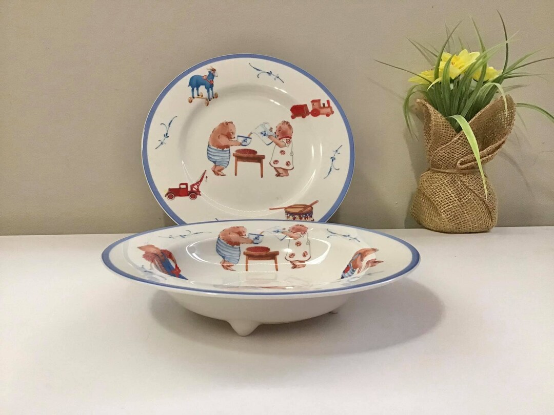 ヴィンテージ ビレロイ＆ボッホ ベアーズ柄 子供用陶器プレート