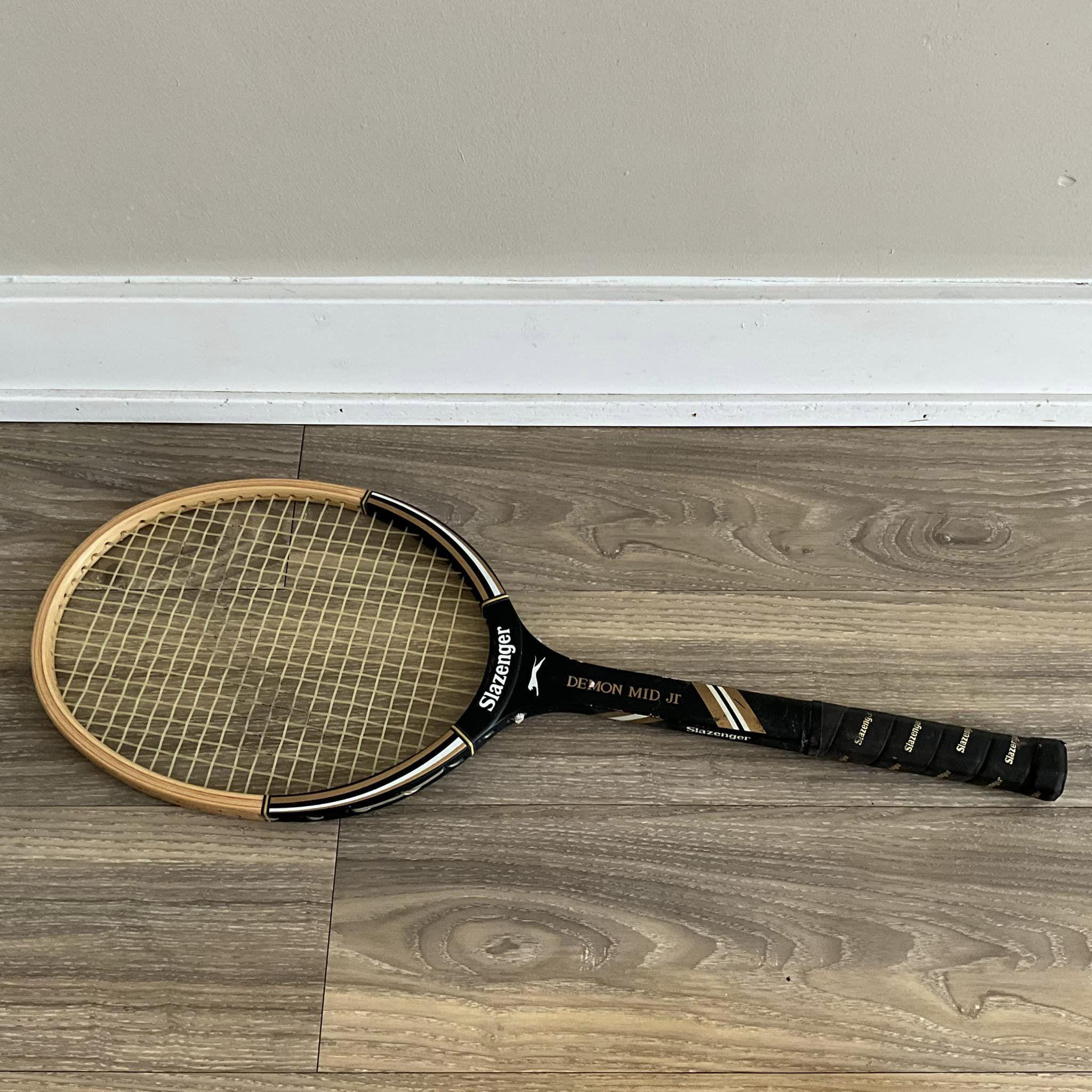 Vintage Slazenger Demon Mid Jr Wood Tennis Racket Athletic Wall