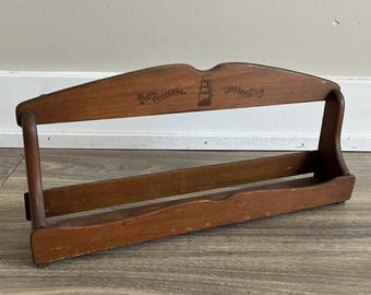 Vintage Wood Spice Rack: Rustic Kitchen Herb Storage Shelf