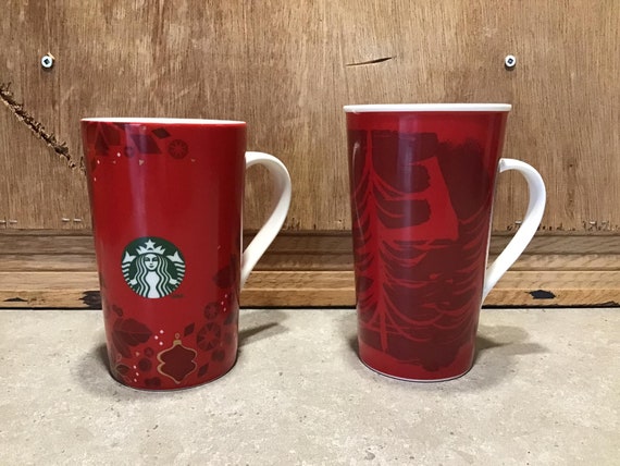 Set of 2 Starbucks Mugs, Starbucks Red Coffee Mugs 