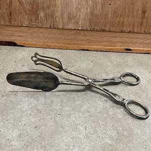 Vintage Italy Silver Plated Serving Tong, Dessert serving Food Clip Scissors, Elegance Metal Tong, Silverware.