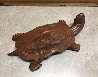 木彫りの亀の置物：風水装飾（幅8インチ×奥行き4インチ） - Etsy 日本