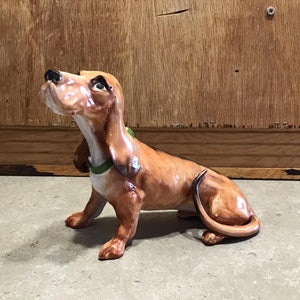 Dachshund or Basset Hound Figurine Dog Statue signed Made in Italy