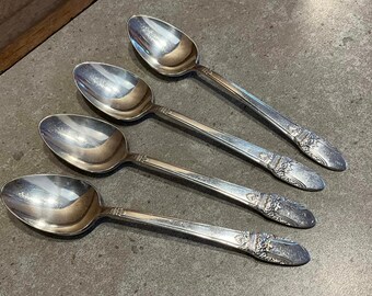 Vintage Set of 4 Silver Plated Spoons, Rogers Brothers, - Etsy
