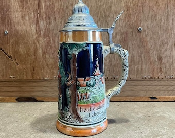 ヴィンテージ ゲルツ ドイツ製 蓋付きビールジョッキ 酔っぱらい バー