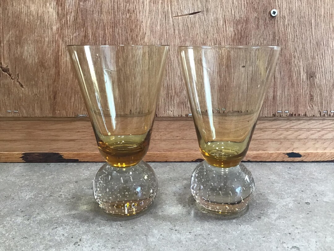 Vintage Bubble Mint Amber Shot Glasses 'carl Etsy