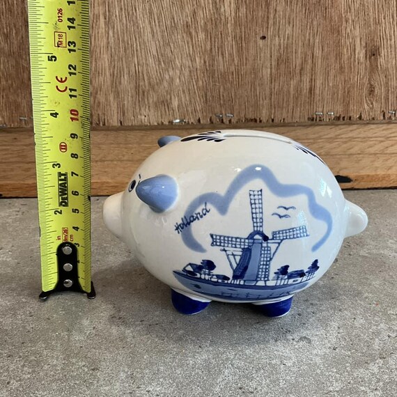 ヴィンテージのオランダ製磁器製貯金箱：手描きの風車模様 - Etsy 日本