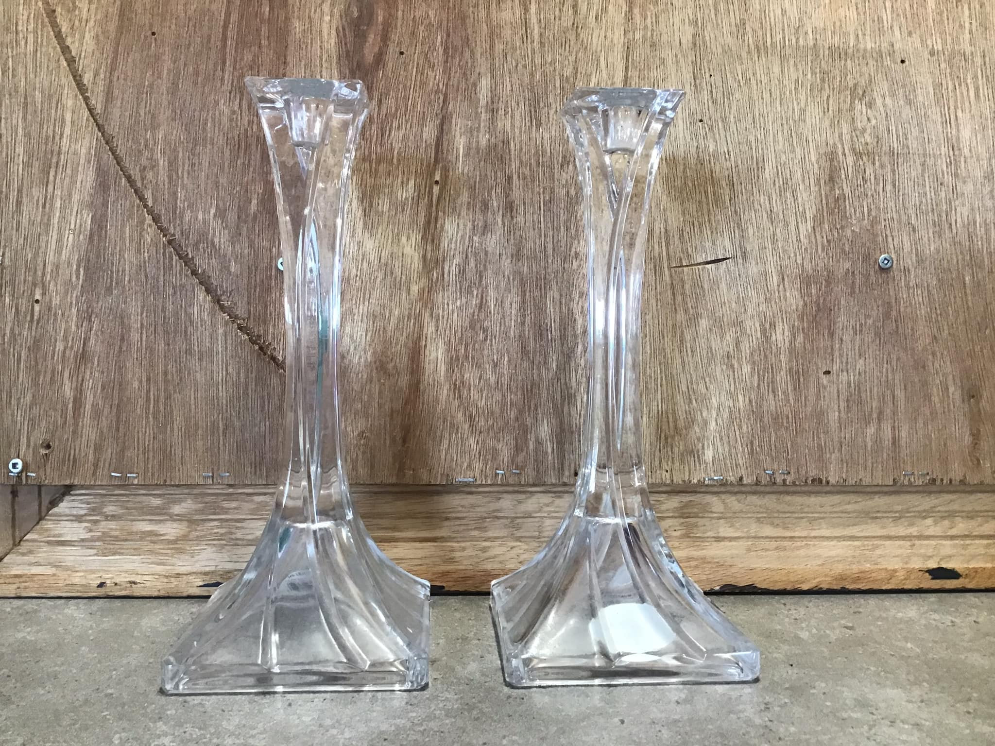 Set of Two Vintage 24 Full Lead Crystal Candlestick Holders 10