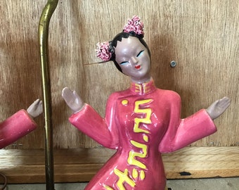 銀座アスター ノベルティ人形 昭和レトロ ピンクチャイナ フィギュア BY17 昭和レトロ 銀座アスター アスターちゃん ソフビ人形 チャイナ服 赤