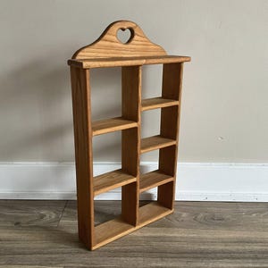 Vintage Wood Heart Cubby/Shelf/Curio Wall Decor, Wood Shelf with Heart, Vintage Wood Curio Display Wall Hanging