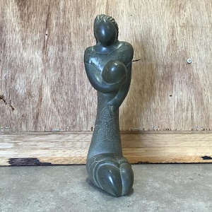 Vintage Carved Statue Hand Carved Modern Mid Century Sculpted Tribal Artwork Sculpture Abstract Collectible.