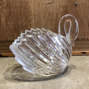 Vintage Crystal Swan Candy Dish: Signed W. Germany Bird Statue