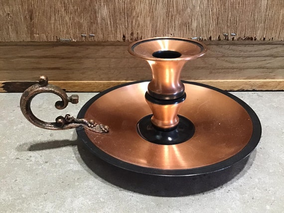 ヴィンテージ銅製チャンバーキャンドルホルダー：ミッドセンチュリー