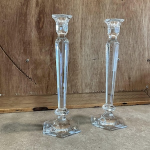 Reed & Barton Crystal Summit 12” Candlestick Holders Pair, Vintage Crystal