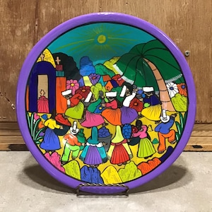 Mexican Talavera  Plate 9&quot; Dish POTTERY ART storytelling Folk Art Plate