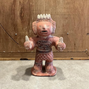 STATUA IN TERRACOTTA 12" / Argilla / Scultura artistica / Azteca / Messicana / Maya / Figurina in argilla vintage o antica