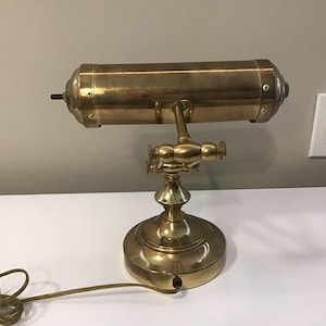 Vintage Messing Schreibtischlampe, Bankers Lampe, schwer, massiv, Vintage, 60er Jahre, MCM,