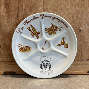 Vintage French serving plate, Fondue dish, Decors De Paris, Chef, Made in France.