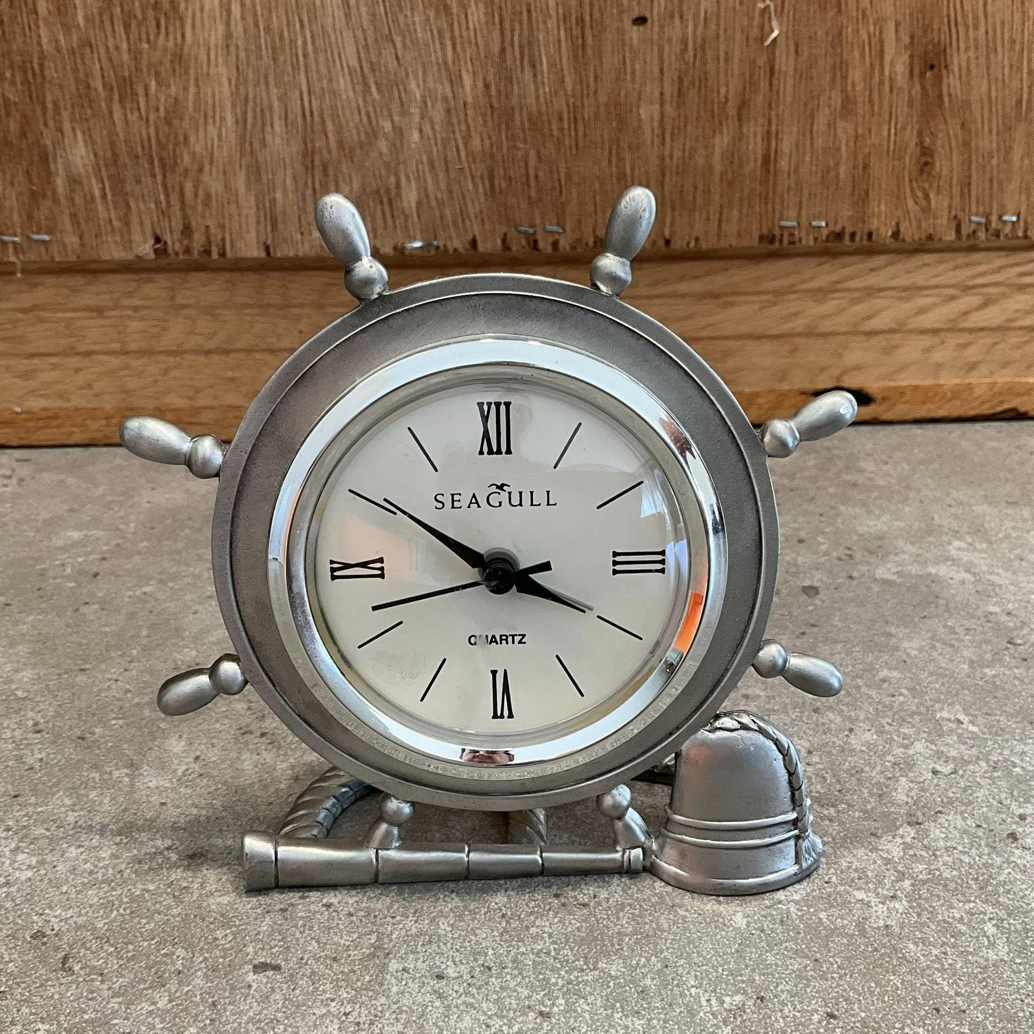 ?©️1996 SEAGULL CANADA pewter table clock A successful Repair Job on a Canadian Pewter Seagull Quartz  main image 3