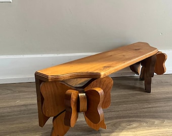 Vintage Wood Shelf, Bow Design Wall Hanging