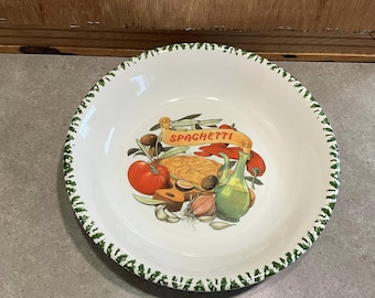 Spaghettifat Tillverkad i Italien, Vintage Rund Serveringsskål för Pasta 25 cm