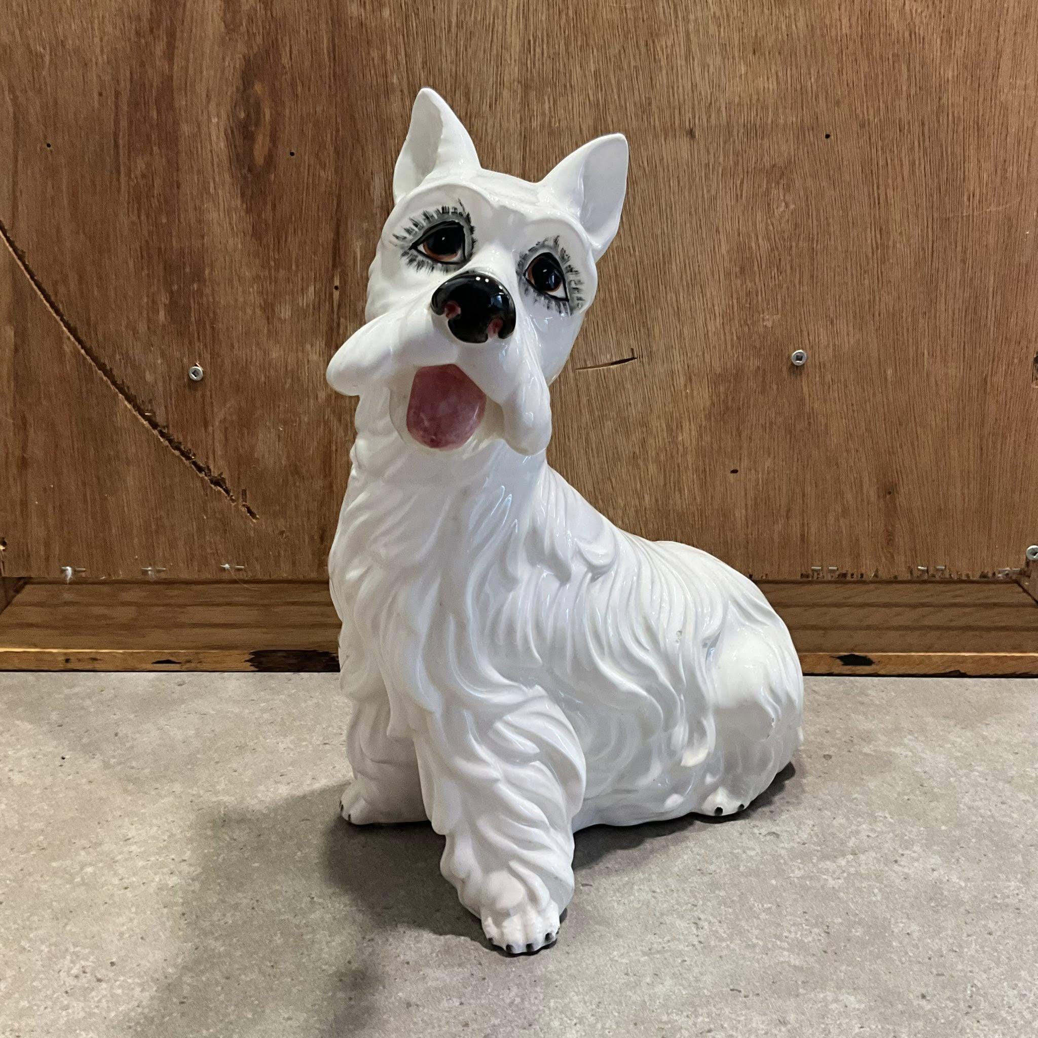 ヴィンテージ スコティッシュ テリア、シュナウザーの置物、白い犬 幅