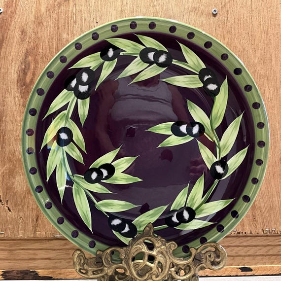 Gates Ware Laurie Gates Olive Pasta Bowl, Hand-painted Black