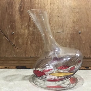 Romanian Crystal Liquor Wine Decanter Stained Glass Mosaic Art Glass