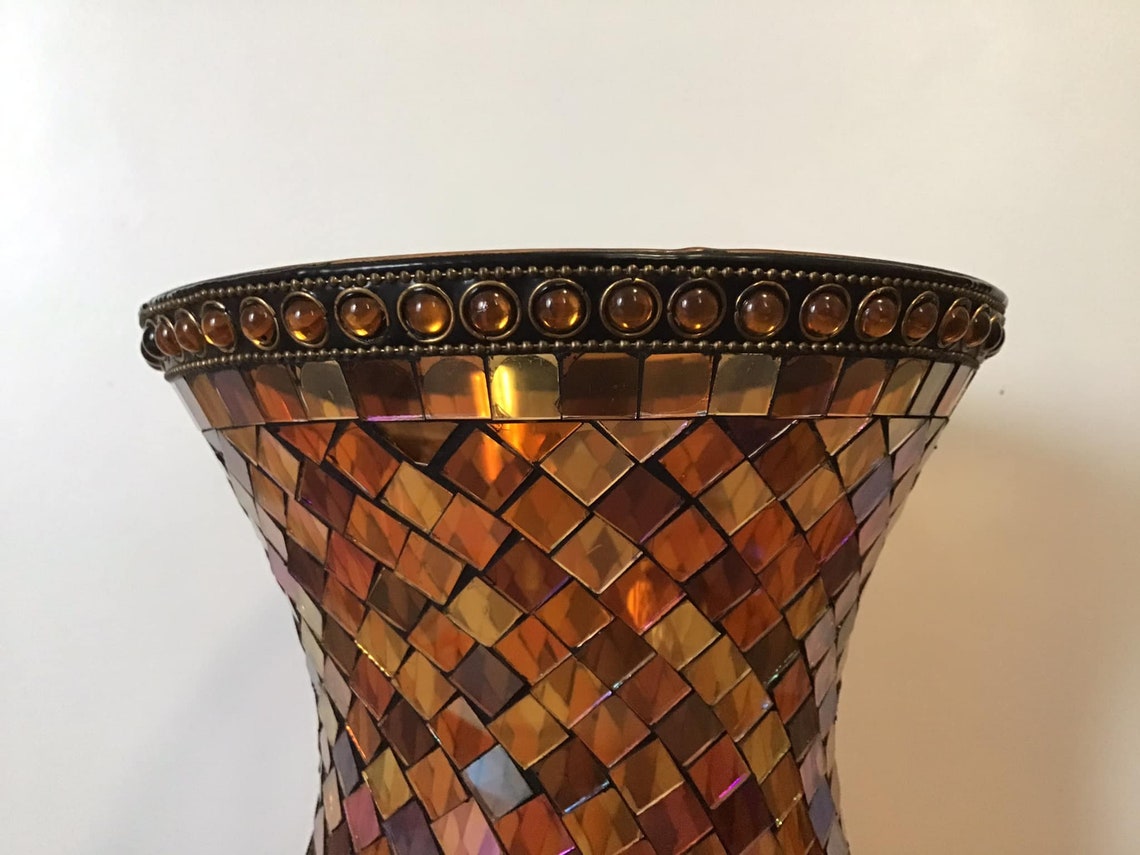 Partylite Global Fusion Hurricane Stained Glass Mosaic Candle Etsy