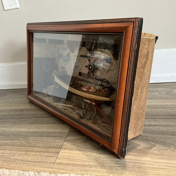 Vintage Fishing Shadow Box, Boat, Old Map, Wall Hanging, 19” - Etsy